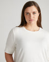 Aimee Liquid Jersey Rib Hem Tee - White Image Thumbnmail #1