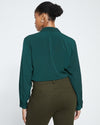 Better-Than-Silk Long Sleeve V-Neck Top - Forest Green Image Thumbnmail #4