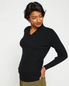 Blanket V Neck Sweater - Black Image Thumbnmail #3