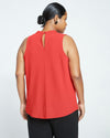 Crepe Jersey Cowl Tank Blouse - Vermilion Red Image Thumbnmail #4