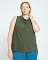 Crepe Jersey Cowl Tank Blouse - Evening Forest Image Thumbnmail #2