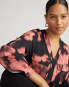 Cooling Stretch Cupro Button-Down Blouse - Nightbloom Print Image Thumbnmail #3