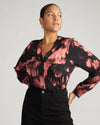 Cooling Stretch Cupro Button-Down Blouse - Nightbloom Print Image Thumbnmail #1