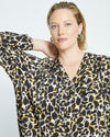 Cooling Stretch Cupro Button-Down Blouse - Leopard Image Thumbnmail #1