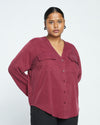 Cooling Stretch Cupro Button-Down Blouse - Rioja Image Thumbnmail #2