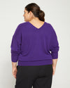 Pure Cashmere Double V Neck Sweater - Royal Purple Image Thumbnmail #4