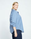 Elbe Popover Stretch Poplin Shirt Classic Fit - Bleu Scolaire/White Stripe Image Thumbnmail #3