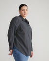 Elbe Stretch Cotton Flannel Shirt Classic Fit - Very Grey Image Thumbnmail #3
