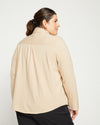 Ava Cotton Jersey Button-Down Shirt - Barley Image Thumbnmail #4
