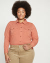 Ava Cotton Jersey Button-Down Shirt - Earthen Red Image Thumbnmail #1