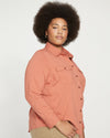 Ava Cotton Jersey Button-Down Shirt - Earthen Red Image Thumbnmail #3