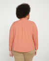 Ava Cotton Jersey Button-Down Shirt - Earthen Red Image Thumbnmail #4