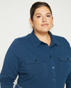 Ava Cotton Jersey Button-Down Shirt - Storm Image Thumbnmail #1