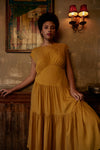 Paloma Tiered Cupro Dress - Brass Image Thumbnmail #1