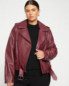 Leeron Leather Moto Jacket - Sangria Image Thumbnmail #1