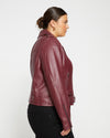 Leeron Leather Moto Jacket - Sangria Image Thumbnmail #3