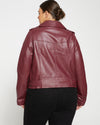 Leeron Leather Moto Jacket - Sangria Image Thumbnmail #4