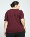 Lily Liquid Jersey V-Neck Stovepipe Tee - Black Cherry Image Thumbnmail #5