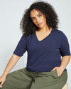 Lily Liquid Jersey V-Neck Stovepipe Tee - Midnight Image Thumbnmail #2