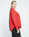 Crepe Jersey Long Sleeve Tess Blouse - Vermilion Red Image Thumbnmail #3