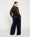 Luxe Belted Velvet Pant - Moonstone Blue Image Thumbnmail #4
