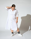 Odeon Stretch Poplin Shirtdress - White Image Thumbnmail #1