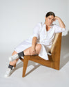 Odeon Stretch Poplin Shirtdress - White Image Thumbnmail #3