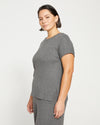 Deluxe Rib Relaxed Tee - Heather Grey Image Thumbnmail #3