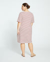 Belle Breton-Stripe Compact Jersey Dress - Ecru/Burgundy Stripe Image Thumbnmail #4