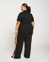 Stephanie Wide Leg Stripe Ponte Pants 33 Inch - Black with Ochre/White Stripe Image Thumbnmail #4
