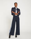 Stephanie Wide Leg Stripe Ponte Pants 33 Inch - Navy with Blue/White Stripe Image Thumbnmail #1
