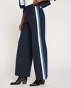 Stephanie Wide Leg Stripe Ponte Pants 33 Inch - Navy with Blue/White Stripe Image Thumbnmail #2