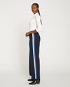 Stephanie Wide Leg Stripe Ponte Pants 33 Inch - Navy with Blue/White Stripe Image Thumbnmail #3