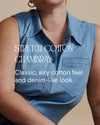 Stretch Cotton Chambray Rubicon Shirtdress - Cove Blue Image Thumbnmail #4