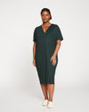 Teresa Liquid Jersey V-Neck Dress - Forest Green Image Thumbnmail #1