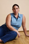 Perfect Tencel Chambray Sleeveless Shirt - Morning Blue Image Thumbnmail #1