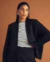 Lennox Collarless Ponte Blazer - Slate Pinstripe Image Thumbnmail #1