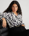 Cooling Stretch Cupro Button-Down Blouse - Modern Zebra Image Thumbnmail #1