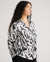 Cooling Stretch Cupro Button-Down Blouse - Modern Zebra Image Thumbnmail #2