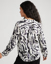 Cooling Stretch Cupro Button-Down Blouse - Modern Zebra Image Thumbnmail #3