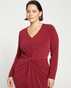 Velvety-Cool Jersey Twist Dress - Rioja Image Thumbnmail #2