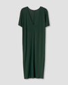 Teresa Liquid Jersey V-Neck Dress - Forest Green Image Thumbnmail #3
