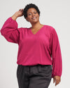 Occasion Stretch Crepe Blouson Top - Berry Image Thumbnmail #1
