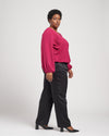 Occasion Stretch Crepe Blouson Top - Berry Image Thumbnmail #4