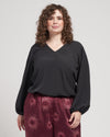 Occasion Stretch Crepe Blouson Top - Black Image Thumbnmail #1