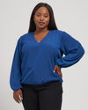 Occasion Stretch Crepe Blouson Top - True Blue Image Thumbnmail #1