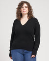 Pure Cashmere V Neck Sweater - Black Image Thumbnmail #6