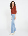 Farrah High Rise Flared Jeans - Distressed Vintage Blue Image Thumbnmail #4