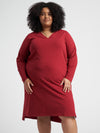 Long Sleeve Tesino Washed Jersey Dress - Red Dahlia Image Thumbnmail #5