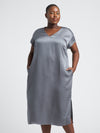 Cindy Satin V-Neck Midi Dress - Sage Image Thumbnmail #1